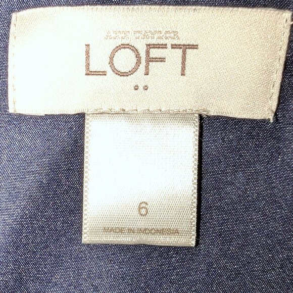 LOFT | Floral Button Front Spaghetti Strap Mini Dress in Navy & Turquoise | 6 - Picture 6 of 13